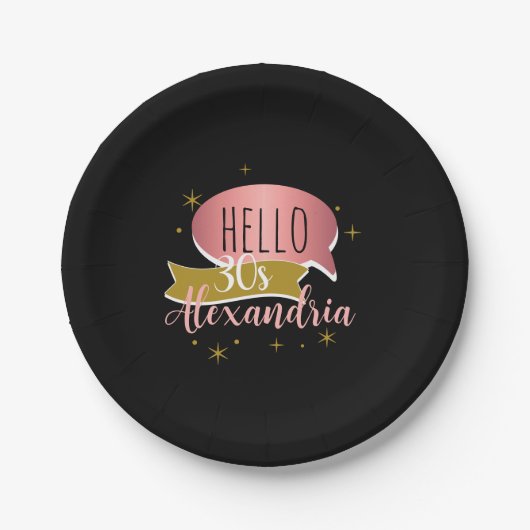 hello 30 Stylish Personalized 30th birthday Pappteller (Vorderseite)