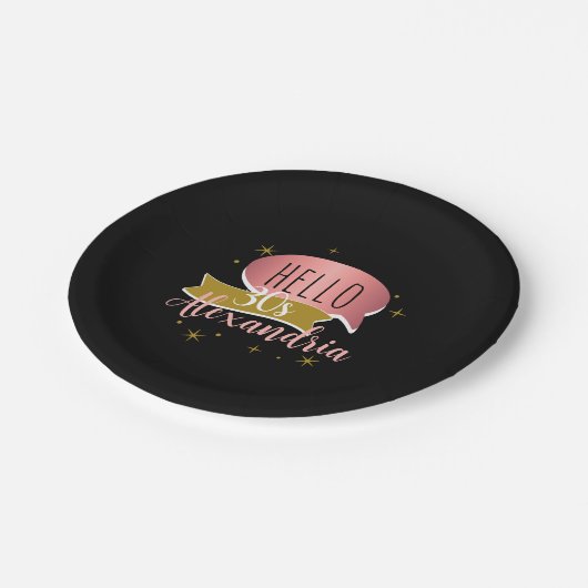 hello 30 Stylish Personalized 30th birthday Pappteller (Schrägansicht)