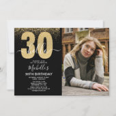 Hello 30 years - Modern Birthday with photo Einladung (Vorderseite)