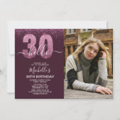 Hello 30 years - Modern Birthday with photo Einladung (Vorderseite)