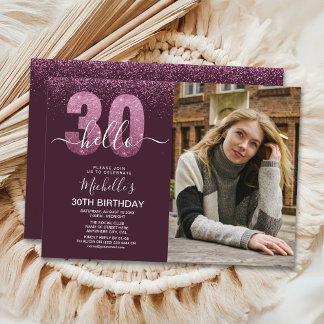 Hello 30 years - Modern Birthday with photo Einladung