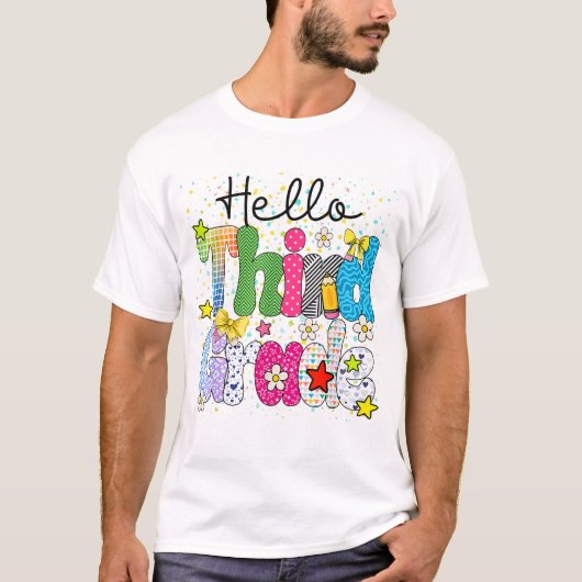 Hello 3Rd Grade Coquette Lehrerin Student T-Shirt (Vorderseite)