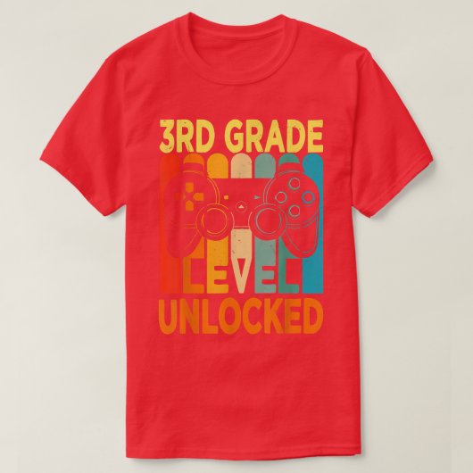 Hello 3rd Grade Level Unlocked Video Game Back to T-Shirt (Design vorne)
