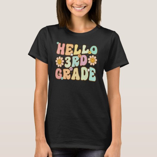 Hello 3rd Grade Rainbow Teachers Kids Back to Scho T-Shirt (Vorderseite)