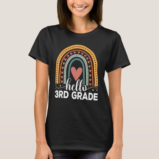 Hello 3rd Grade Rainbow Teachers Kids Back to Scho T-Shirt (Vorderseite)