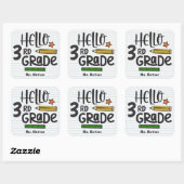 Hello 3rd Grade School Quadratischer Aufkleber (Blatt)