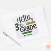 Hello 3rd Grade School Quadratischer Aufkleber (Umschlag)