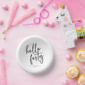 Hello 40 Minimalistisches 40. Geburtstags-Party Pappteller (Party)