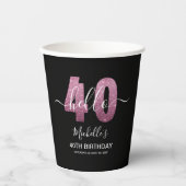 Hello 40! Modern 40th birthday with Pink glitter Pappbecher (Vorderseite)