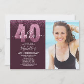 Hello 40 years - Modern Birthday with photo Einladung (Vorderseite)