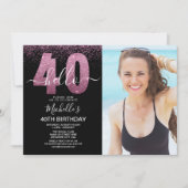 Hello 40 years - Modern Birthday with photo Einladung (Vorderseite)