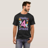 Hello 4th Grade Cute Unicorn Rainbow Back To Schoo T-Shirt (Vorne ganz)