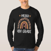 Hello 4th Grade Leopard Boho Rainbow 1st Day Of Sc T-Shirt (Vorderseite)