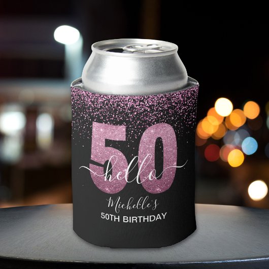 Hello 50! -Birthday 50th Women's with Pink glitter Dosenkühler
