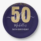 Hello 50! -Elegant 50th Birthday with Gold glitter Pappteller (Vorderseite)