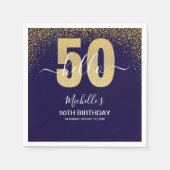 Hello 50! - Modern 50th Birthday with Gold glitter Serviette (Vorderseite)