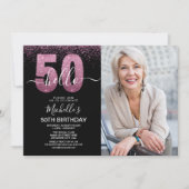 Hello 50! - Modern 50TH Birthday with photo Einladung (Vorderseite)