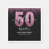Hello 50! - Modern 50th Birthday with Pink glitter Serviette (Vorderseite)