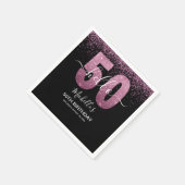 Hello 50! - Modern 50th Birthday with Pink glitter Serviette (Ecke)