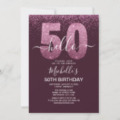 Hello 50 - Modern 50th birthday Women's Einladung (Vorderseite)