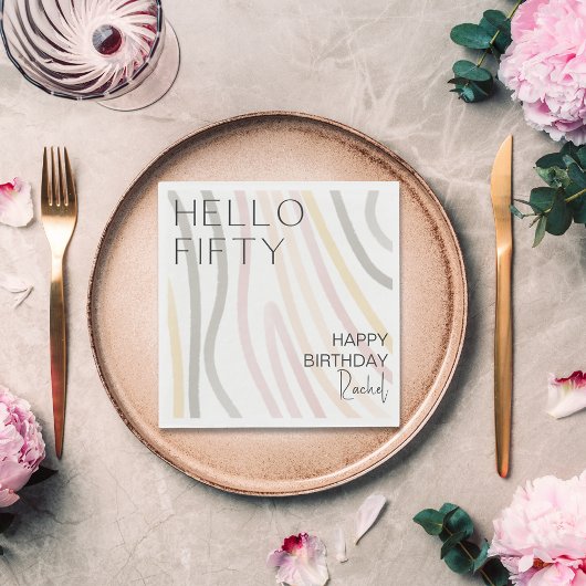 Hello 50 Simple 50 th Birthday Paper Napkin Serviette