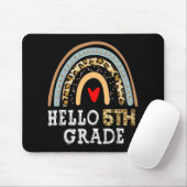 Hello 5th Grad Leopard Rainbow Back To School Tea Mousepad (Mit Mouse)