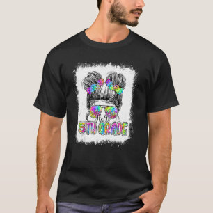 Hello 5th Grade Messy Bun Girls Gefärbte Krawatte  T-Shirt