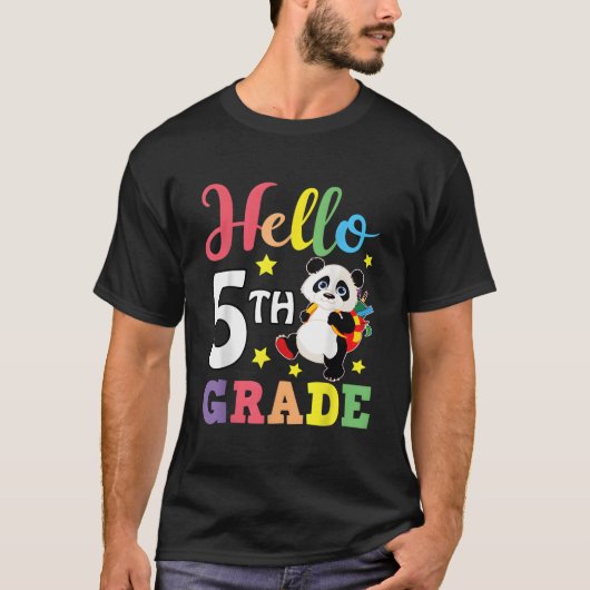 Hello 5Th Grade Panda Back To School Student T-Shirt (Vorderseite)