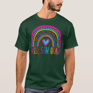 Hello 5th Grade Teacher Rainbow Fifth Grade Back T T-Shirt