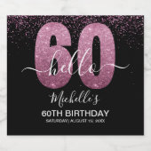 Hello 60! - 60th Birthday Woman with Pink Glitter Bierflaschenetikett (Einzelnes Label)