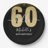Hello 60! - Elegant 60th Birthday Woman Gold  Pappteller (Vorderseite)