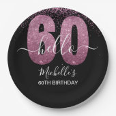 Hello 60! - Elegant 60th Birthday Woman Pappteller (Vorderseite)