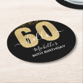 Hello 60! - Elegant 60th Birthday Woman Runder Pappuntersetzer (Angewinkelt)