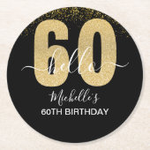 Hello 60! - Elegant 60th Birthday Woman Runder Pappuntersetzer (Vorderseite)