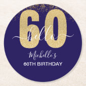 Hello 60! - Elegant 60th Birthday Woman Runder Pappuntersetzer (Vorderseite)