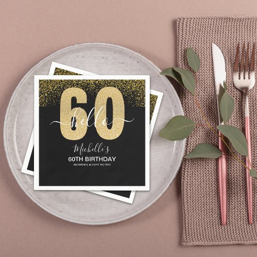 Hello 60! - Elegant 60th Birthday Woman Serviette