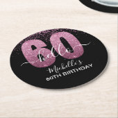 Hello 60! - Modern 60th Birthday Woman Runder Pappuntersetzer (Angewinkelt)