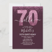 Hello 70 years modern birthday with photo einladung (Vorderseite)