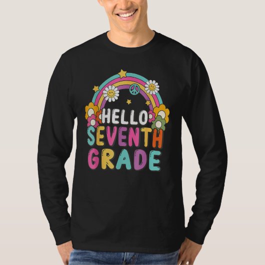 Hello 7th Seventh Grade Rainbow For Teachers Stude T-Shirt (Vorderseite)