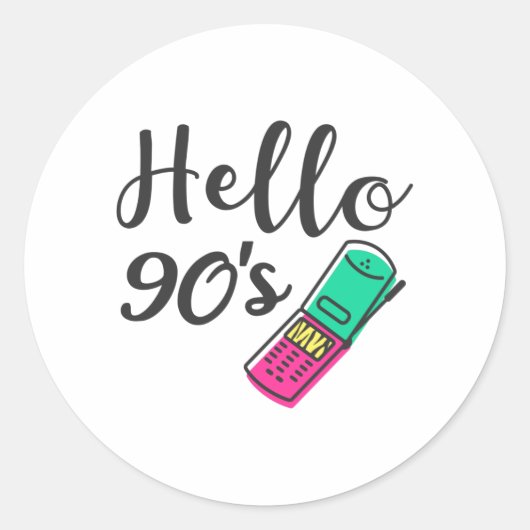 Hello 90s Cellphone Runder Aufkleber (Vorderseite)
