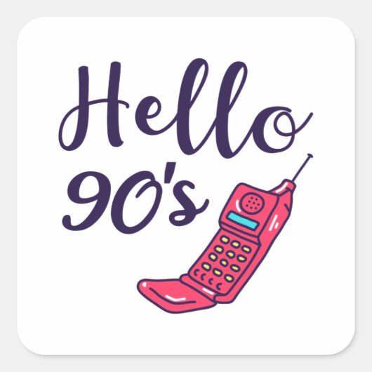 Hello 90s Handy Quadratischer Aufkleber (Vorderseite)