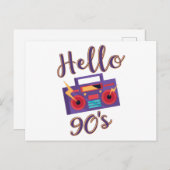 Hello 90s radio cassette recorder postcard postkarte (Vorne/Hinten)