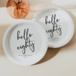 Hello Aachtty Minimalistisch Simple 80. Geburtstag Pappteller<br><div class="desc">Dies sind Hallo Achtzig Minimal Minimalistischen Schwarz-weißen 80. Geburtstag Party Papier Teller!</div>