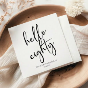 Hello Aachtty Minimalistisch Simple 80. Geburtstag Serviette