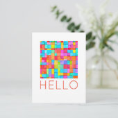 HELLO Abstrakte Kunst Moderner Spaß fröhlich Postkarte (Stehend Vorderseite)