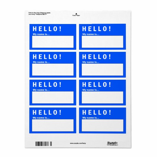 Hello Abzeichen Name Abzeichen Labels (Vorne)