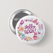 Hello April Button - Eine Niedliche Touch des Früh (Vorne & Hinten)
