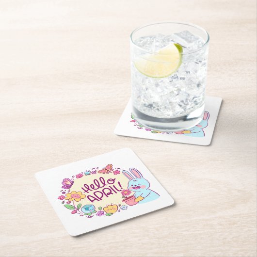 Hello april rechteckiger pappuntersetzer (Vor Ort)