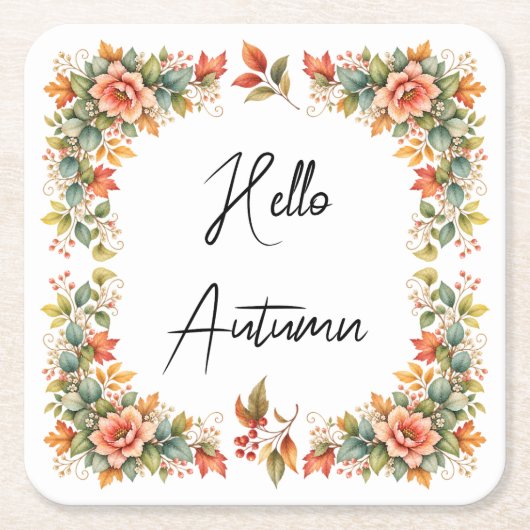 Hello Autumn – Aquarell Untersetzer (Vorderseite)
