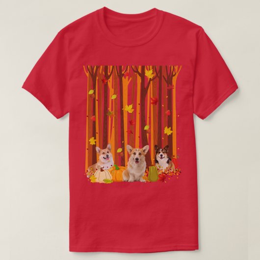 Hello Autumn Corgi Maple Leaf Fall Pumpkin Mens Wo T-Shirt (Design vorne)